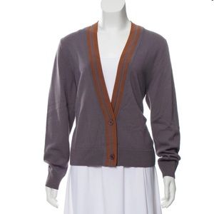 Dries Van Noten Lavender Merino Wool Cardigan, Lg